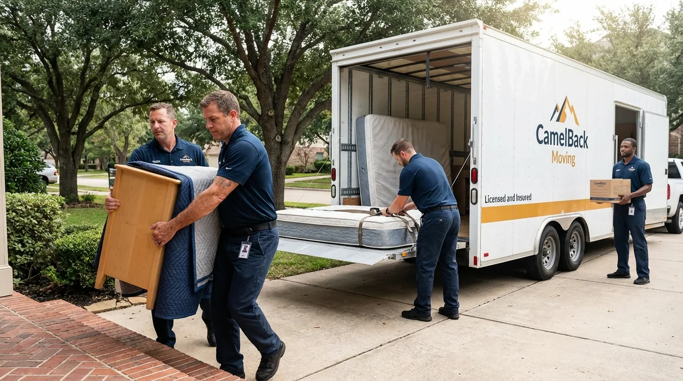 Crew loading residential truck for cross-state move from Elkview, WV
