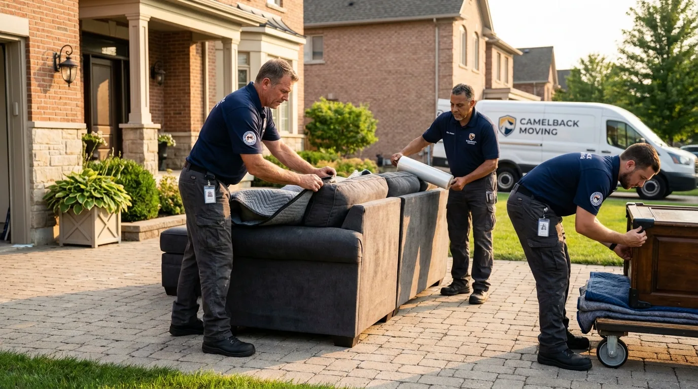Large estate moving crew wrapping furniture in Elkview, WV
